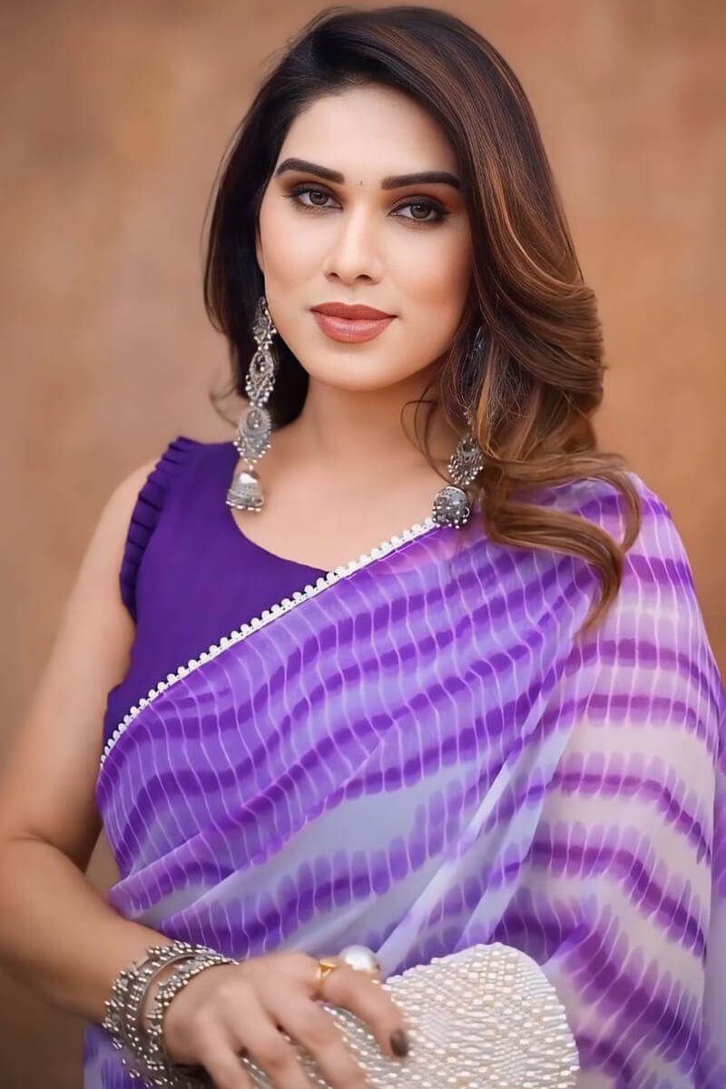 Nemesis 1-Minute Ready To Wear Lavender Georgette Saree