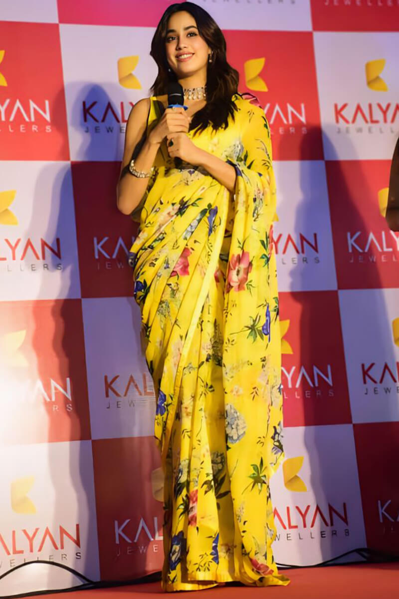 Groovy 1-Minute Ready To Wear Yellow Georgette Saree