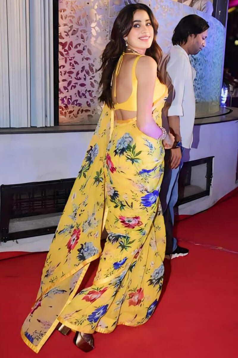 Groovy 1-Minute Ready To Wear Yellow Georgette Saree