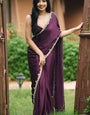 Inspiring 1-Minute Ready To Wear Wine Satin Silk Saree