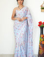 Fugacious 1-Minute Ready To Wear Sky Printed Satin Silk Saree