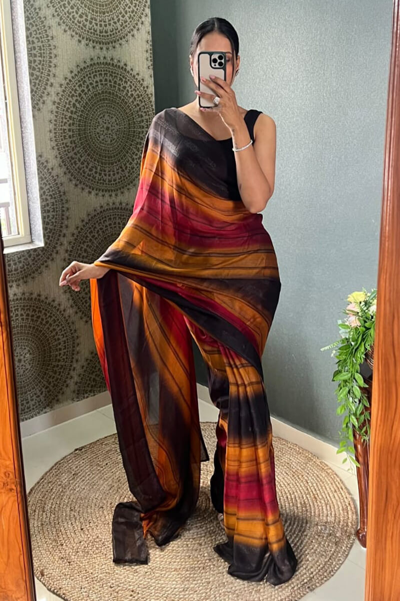 Epiphany 1-Minute Ready To Wear Multicolor Nylon Silk Saree