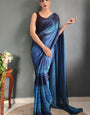Alluring 1-Minute Ready To Wear Navy Blue Nylon Silk Saree