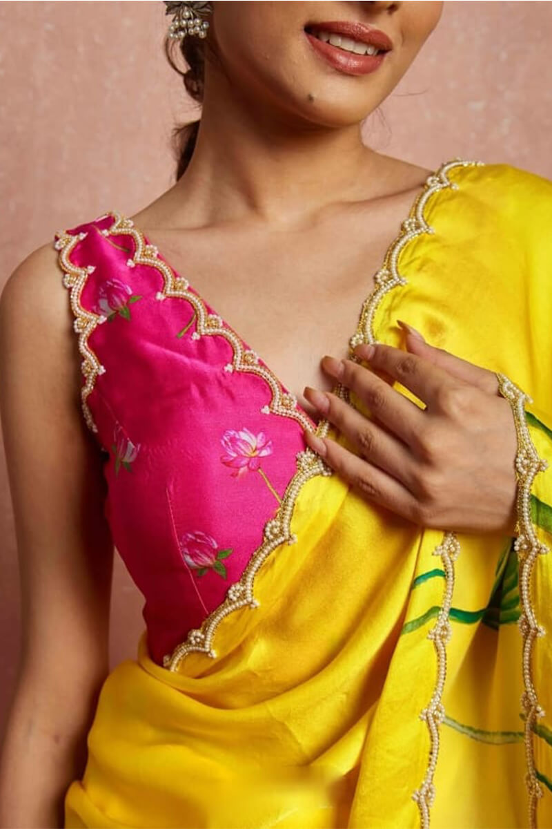 Ravishing 1-Minute Ready To Wear Yellow Satin Silk Saree