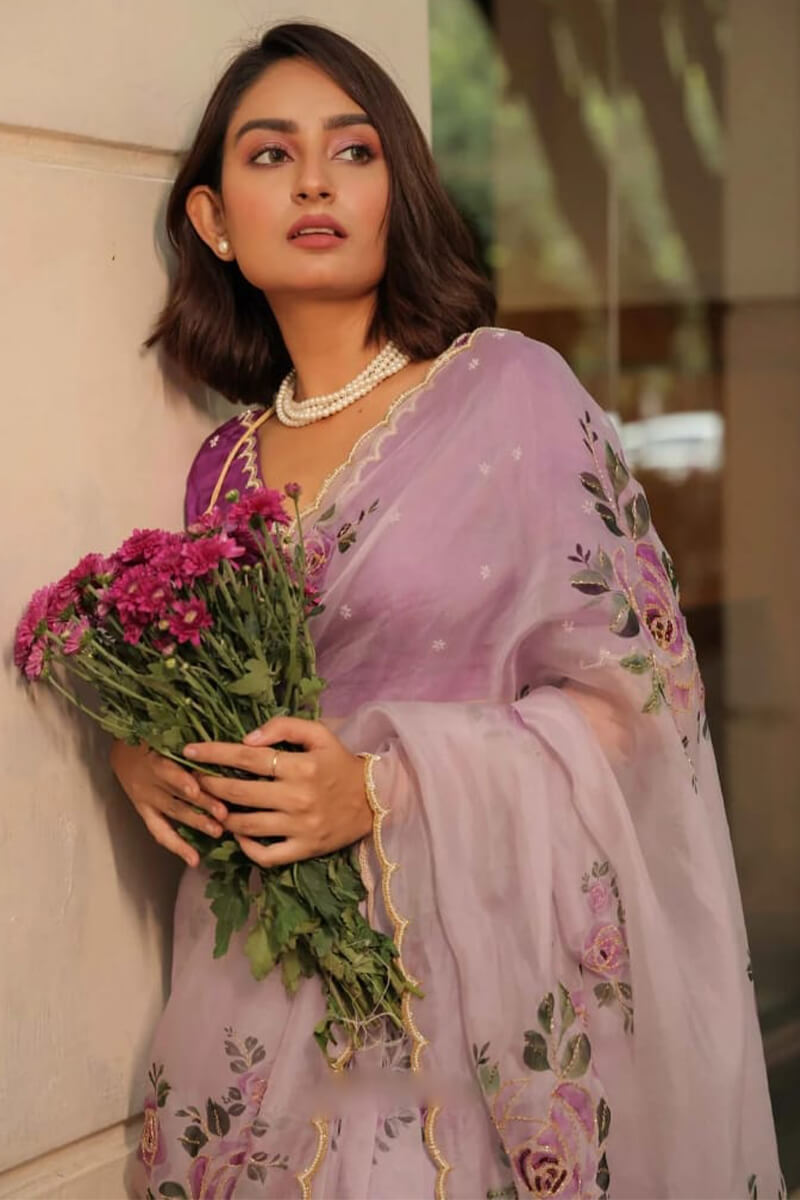 Exuberant 1-Minute Ready To Wear Lavender Organza Silk Saree