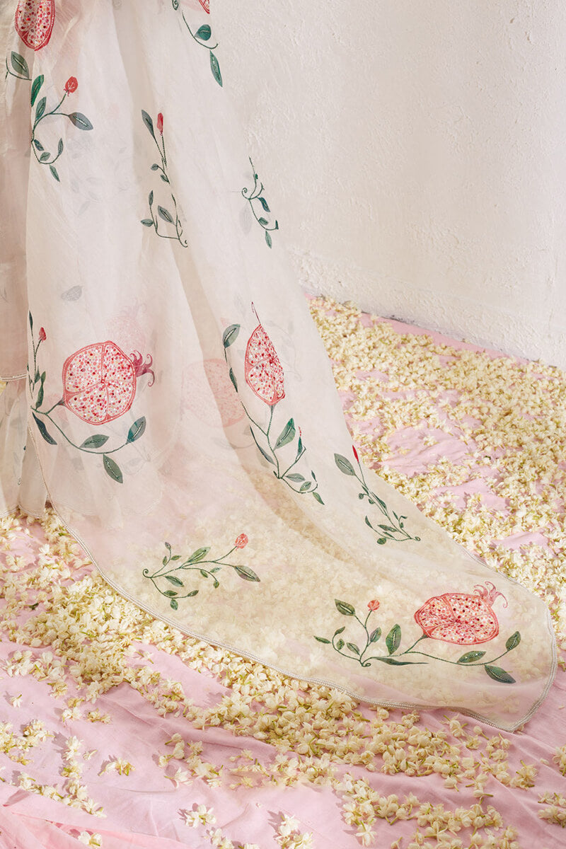 Enthralling 1-Minute Ready To Wear Off White Organza Silk Saree