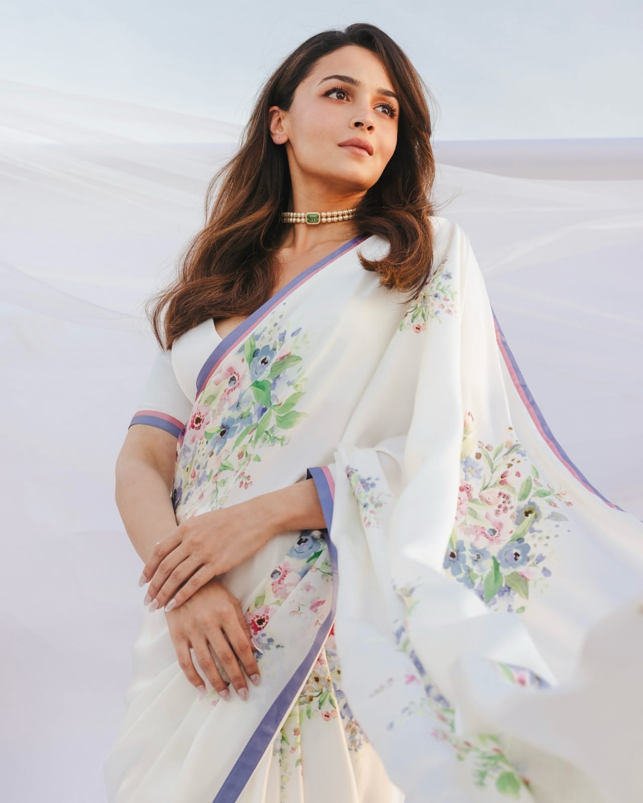 Elision 1-Minute Ready To Wear White Satin Silk Saree