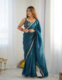 Delightful 1-Minute Ready To Wear Blue Crush Silk Saree
