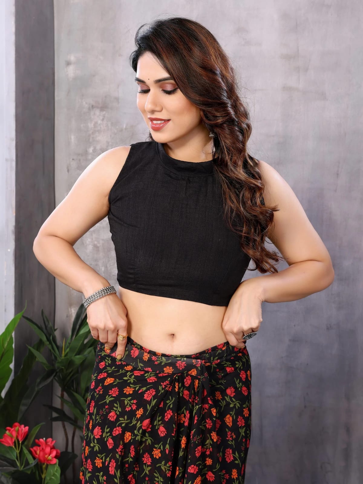 Charismatic 1-Minute Ready To Wear Black Georgette Saree