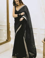 Deserving 1-Minute Ready To Wear Black Organza Silk Saree