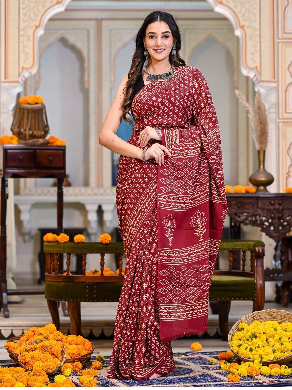Sumptuous 1-Minute Ready To Wear Red Cotton Saree