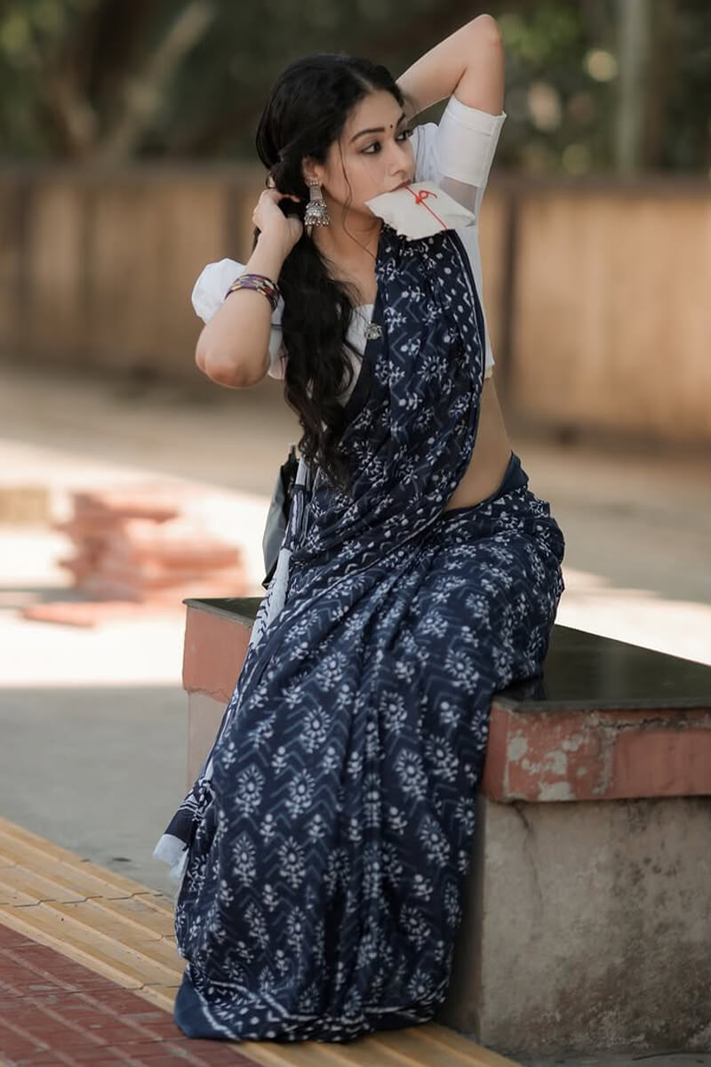 Prettiest 1-Minute Ready To Wear Black Cotton Saree