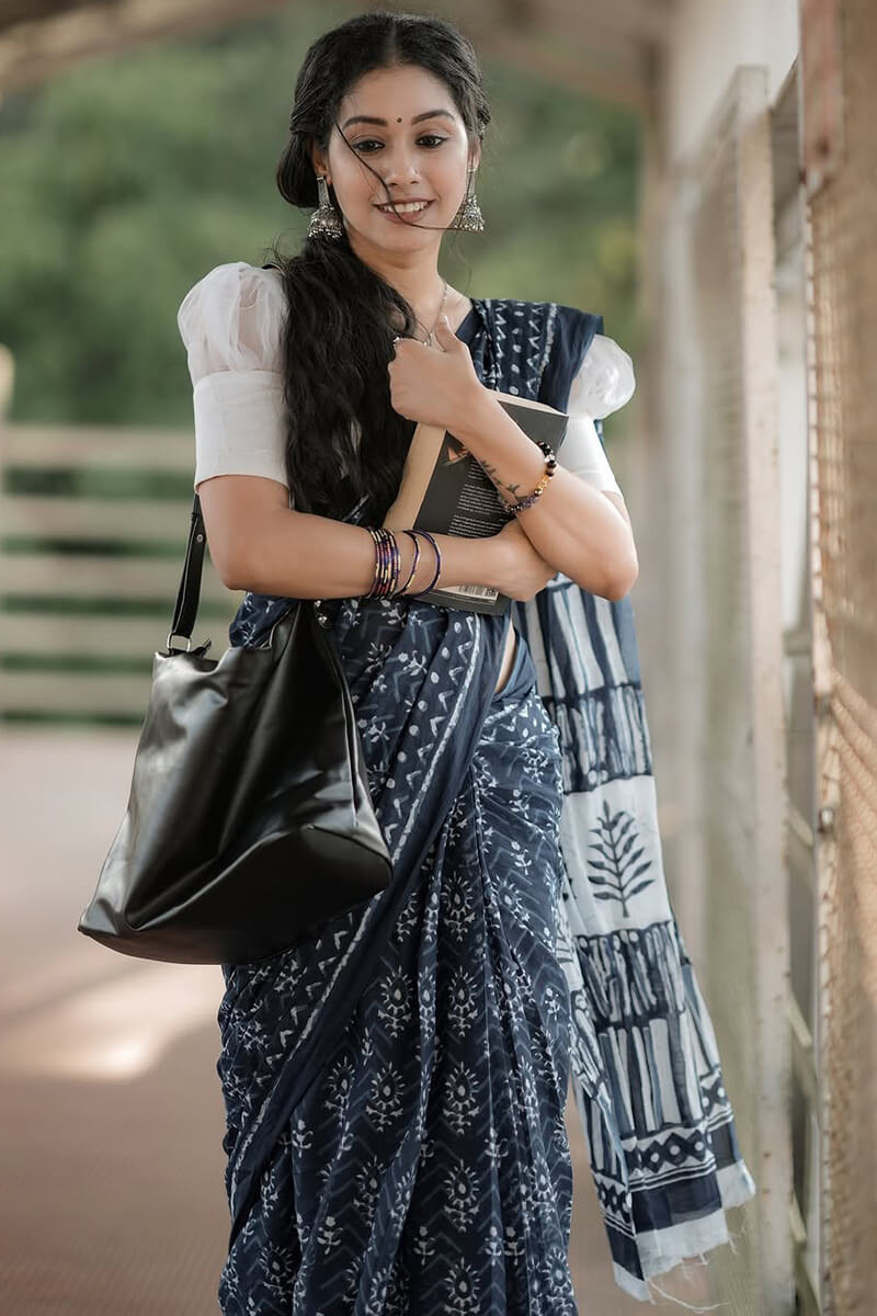 Prettiest 1-Minute Ready To Wear Black Cotton Saree