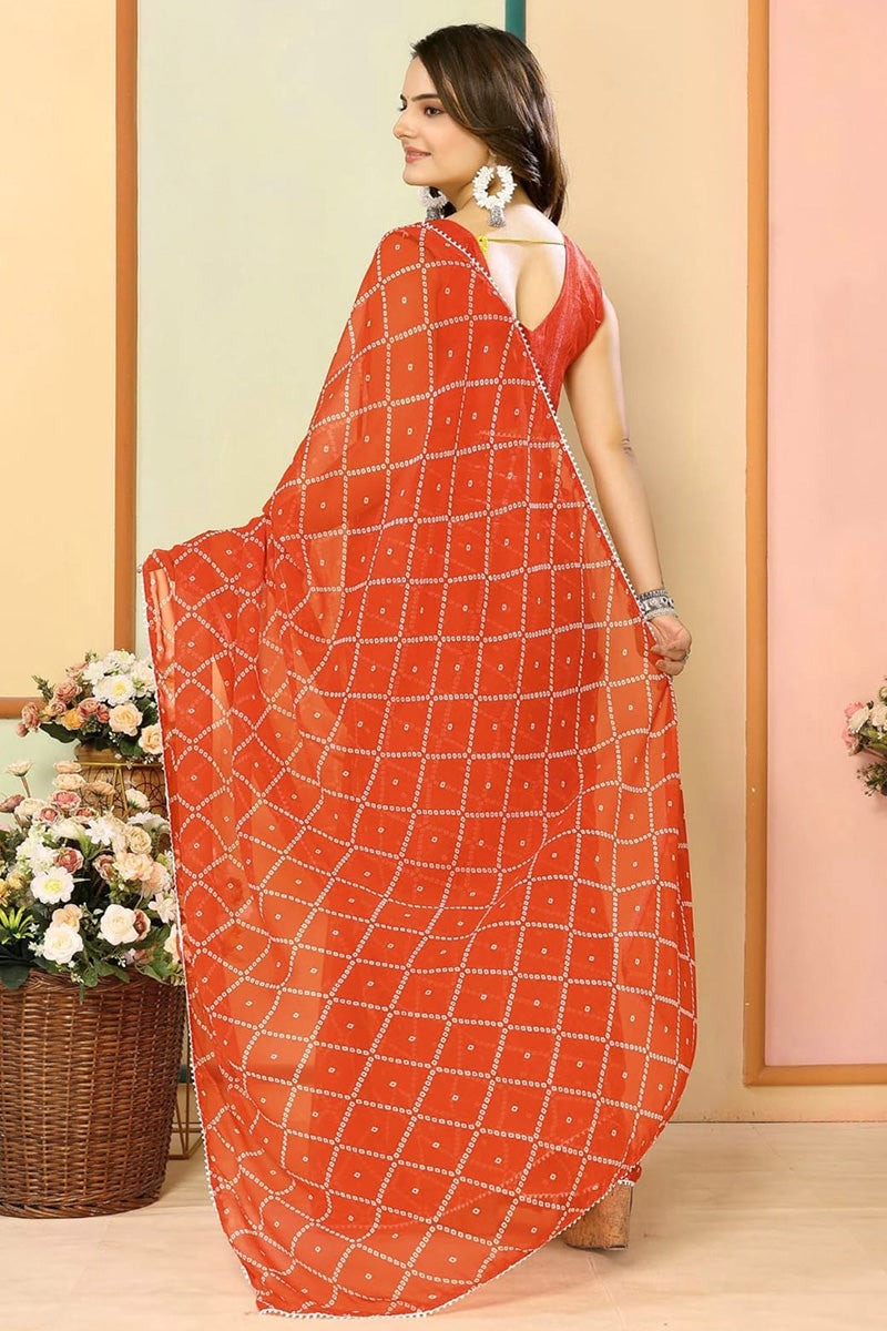 Outstanding 1-Minute Ready To Wear Orange Georgette Saree