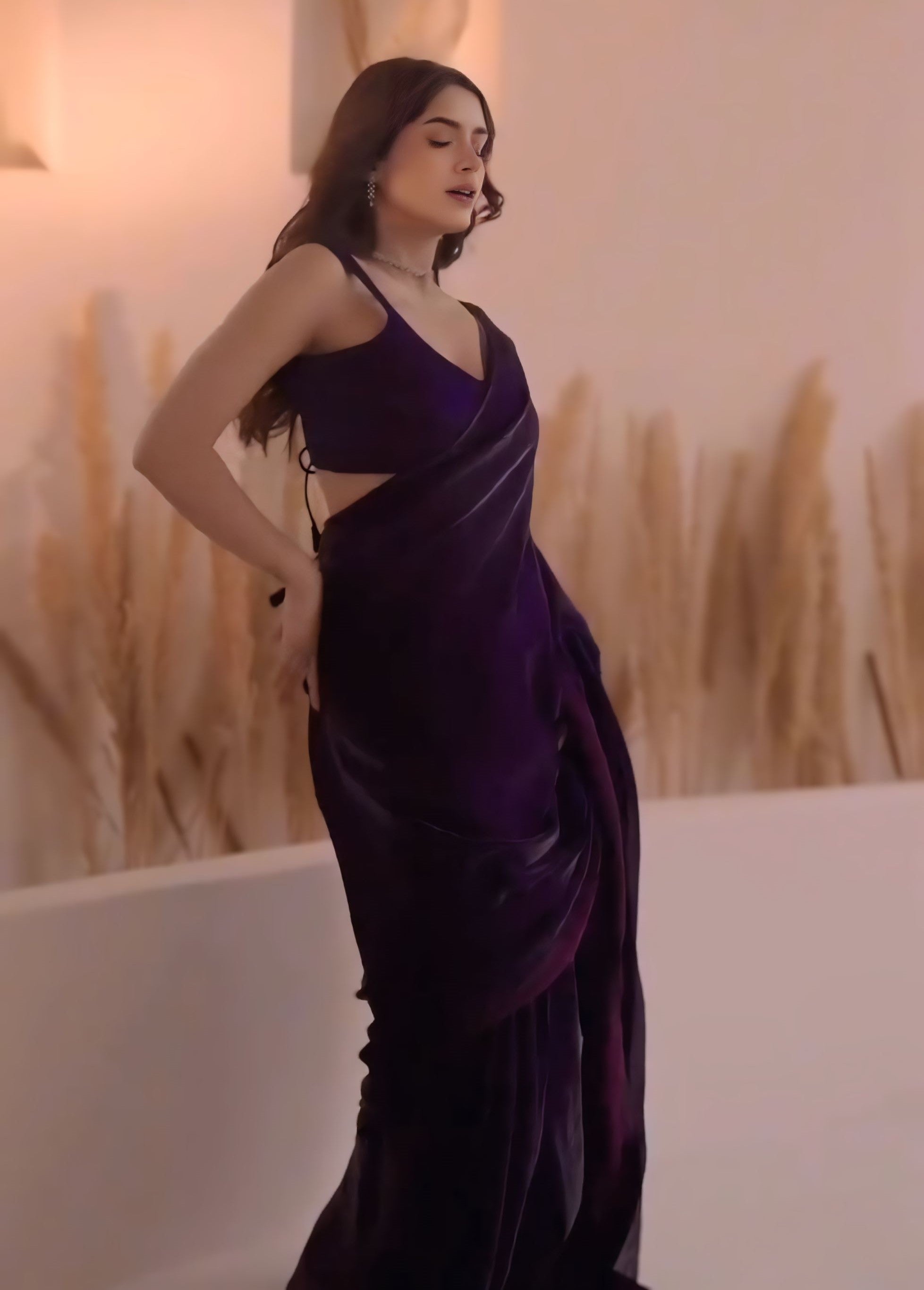 Ebullience Purple Fancy Silk Saree With Wonderful Blouse Piece