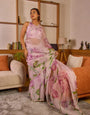 Bucolic 1-Minute Ready To Wear Pink Organza Silk Saree