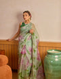 Fantabulous 1-Minute Ready To Wear Pista Organza Silk Saree