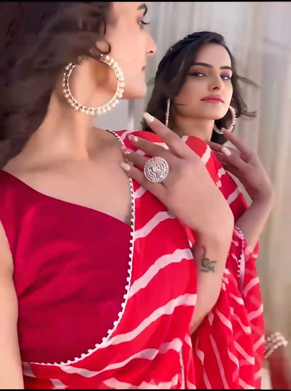 Lagniappe 1-Minute Ready To Wear Red Georgette Saree