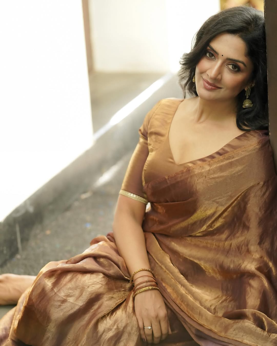 Forbearance Brown Fancy Silk Saree With Adoring Blouse Piece
