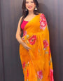 Breathtaking 1-Minute Ready To Wear Yellow Georgette Saree