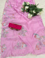 Magnetic 1-Minute Ready To Wear Pink Organza Silk Saree