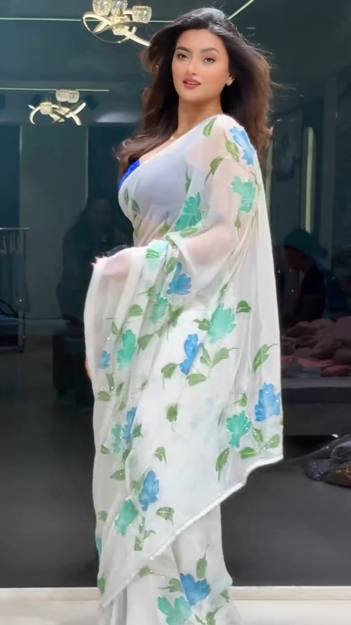 Fugacious 1-Minute Ready To Wear Off White Georgette Saree