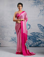 Admirable Dark Pink 1 Minute Ready To Wear Digital Printed Crape Silk Saree