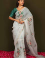 Flaunt 1-Minute Ready To Wear Off White Organza Silk Saree