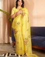 Scintillating 1-Minute Ready To Wear Yellow Organza Silk Saree