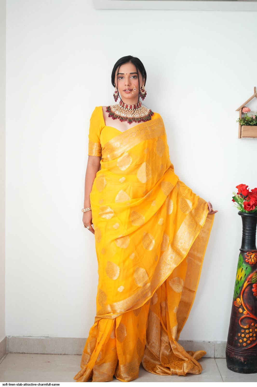 Impressive 1-Minute Ready To Wear Yellow Cotton Silk Saree